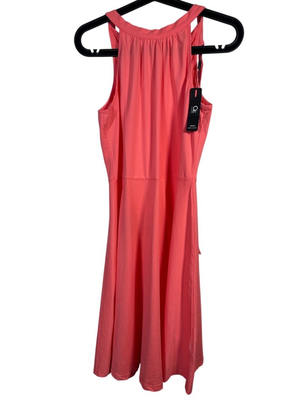 Sleeveless Halter Swing Coral Midi Dress By Ouges M Soft Stretchy Fabric NWT